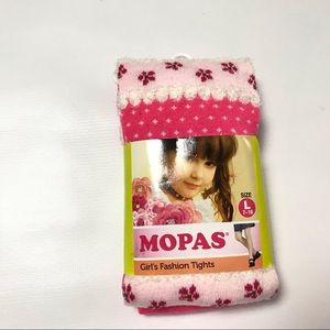Mopas Girls Fashion Tights Size L 7-10 Pink Floral